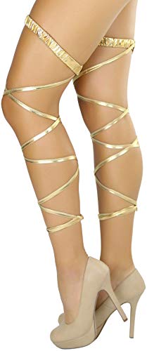 ToBeInStyle Women's Leg Wraps Ravewear Dancewear Elastic Straps Party Garter Music Festivals Costume Accessory Thigh High - color: Garter Wrap - Gold, size: One Size