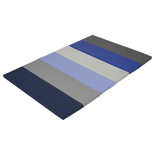 Factory Direct Partners SoftScape 4ft x 6ft Runway Tumbling Mat - Soft, Sturdy Foam, 3-Fold Exercise Mat - color: Navy/Powder Blue