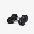 Nike Rubber Hex Dumbbell Pair - color: Black / White, size: 15 lb