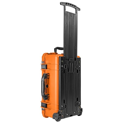 Eylar 22" Carry-On Roller Hard Case With Ragar Reconfigurable & Reusable XP Crosslink Foam, Waterproof, Shockproof For Equipment, Drones And Cameras, TSA Standard (2 Ragar Layers) (Orange) - color: Orange