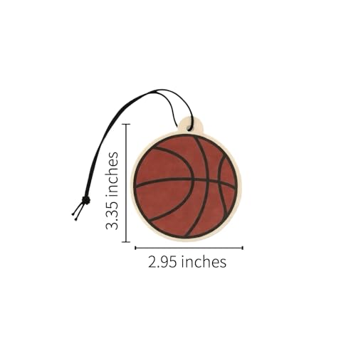 Basketball Car Air Freshener, 4-Pack, Long Lasting Black Cologne Scent, Basketball Gift for Players, Coaches & Fans, Sports- Inspired Hanging Car Accessories, Ideal for Cars, Lockers, Bags and more
