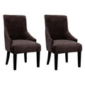 Velvet Wingback Dining Chair Cover Soft Stretch Accent Chair Cover Slipcover Thick Plush Wing Back Chairs Covers Furniture Protect Washable Chairs Protector Covers for Dining Room (Dark Brown, 2) - color: Dark Brown