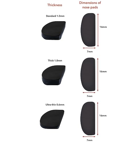 Setex Gecko Grip 1.8mm Thick Anti Slip Eyeglass Nose Pads, (5 Black Pair) USA Made, 2500 Innovative Microstructured Fibers per Nose Pad, 1.8mm x 7mm x 16mm - size: 5 Pair Black