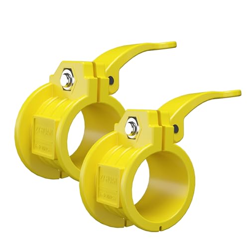 Olympic Barbell Clamps 2 inch Adjustable Barbell Clips Quick Release Pair of Locking Weight Clips for Bars - color: Yellow