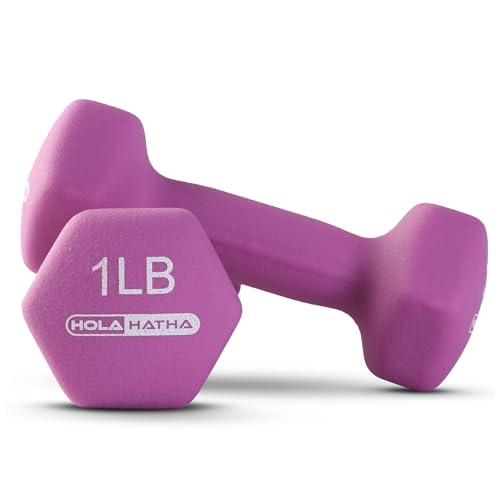 HolaHatha 1, 2 and 3 lb Neoprene Dumbbell Strength Training Weight Set with Rack - color: Multicolor, size: 12 LB