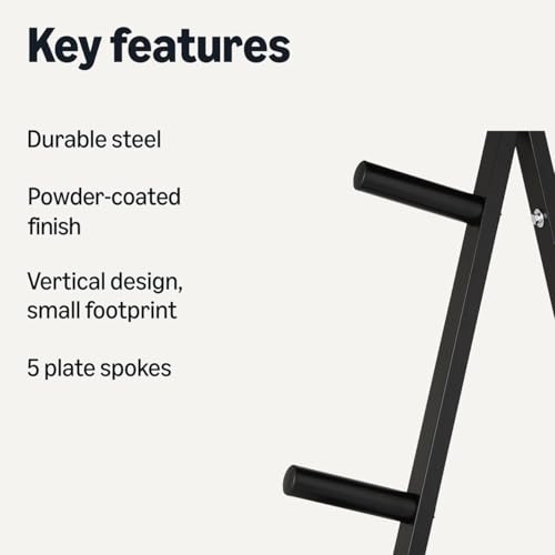 Amazon Basics Weight Plate Tree Rack, Durable Steel, Space-Saving Vertical Design for Home Gym - size: 2" Weight Plate Tree, 300 lbs