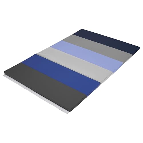 Factory Direct Partners SoftScape 4ft x 6ft Runway Tumbling Mat - Soft, Sturdy Foam, 3-Fold Exercise Mat - color: Navy/Powder Blue