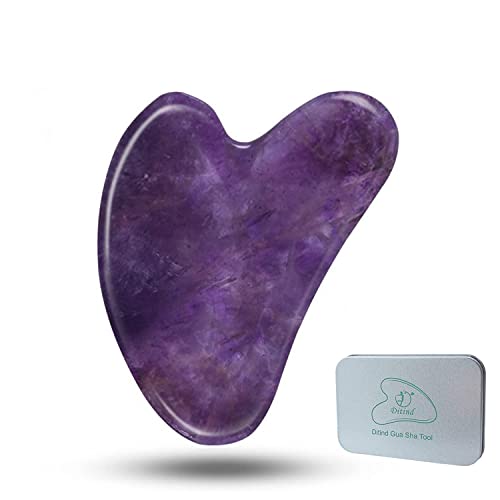 Gua Sha, Gua Sha Facial Tools, Guasha Tool for Face Tighten Skin, Gua Sha Massage Beauty Tool for Body Eyes Neck Massager with Travel Box - color: Purple