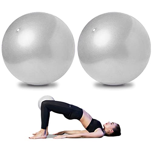 AOAVE 2 Pack Pilates Balls, Mini Yoga Exercise Balls, 9 Inch Small Activity Ball for Pilates, Yoga, Core Training and Physical Therapy, Improves Balance - color: Gray