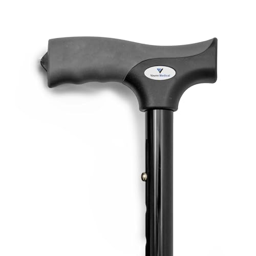 FSA/HSA Eligible, Vaunn Medical Easy Grip Height Adjustable Folding Cane/Walking Stick with Strap/Pouch- Compact, Portable, and Safe Walking Assistant- Non-Slip Grip Handle- Men, Women, Elderly - style: Tripod Tip