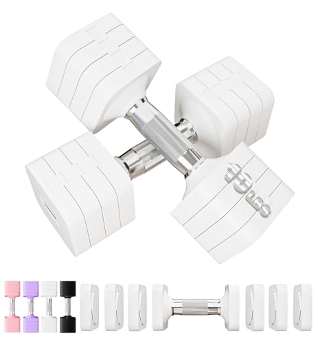 Adjustable Dumbbell Set for Women Men 7.5LB/10LB/15LB/20LB/25LB Pair | Stable Free Weight Hand Weights with Metal Handle for Home Gym Fitness Rehab Pilates Yoga Strength Training Equipments - color: White, size: 10LB SINGLE
