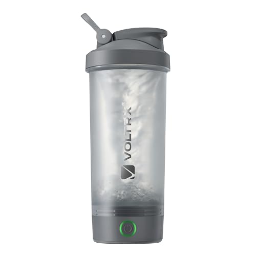VOLTRX Protein Shaker Bottle, Merger USB C Rechargeable Electric Protein Shake Mixer, Shaker Cups for Protein Shakes and Meal Replacement Shakes, BPA Free, 24oz - color: Grey