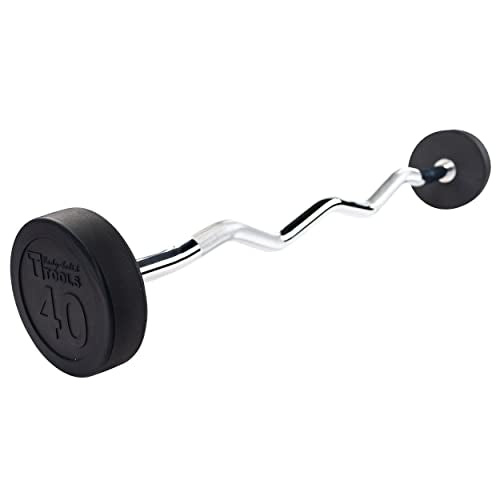 Body-Solid Rubber Coated Fixed Weights Curl Barbells - Weighted Bar for Weightlifting Exercise, Bodybuilding, Strength Training, Squat Rack & Bench Press - style: 40lbs.
