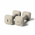 WeGym SafeGrip Square Dumbbells with Anti Slip Handles, Aesthetic Free Weights for Home Workouts, Stable Design Prevents Rolling during Floor Exercises - color: Sandstone, style: 5LB Pair