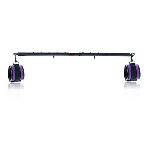 Spreader Bar Heavy Duty Expandable Exercise with 2 pcs Adjustable Strap, Yoga Training Fitness Gear, Workout Bar,Sports Gym Kit - style: Black+Purple PU Kit