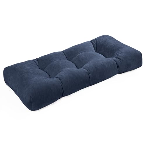 ROFIELTY Bench Cushion 36 Inch, Non-Slip Tufted Bench Cushion for Indoor Furniture for Bay Window, Entryway Bench, Piano Seat(Chenille-Blue, 36x14x4) - color: Chenille-blue, size: 36x14x4