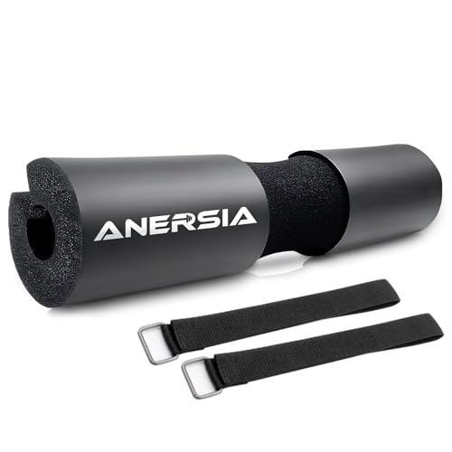 Barbell Pad for Squats & Hip Thrusts – 1.2” Extra-Thick High-Density Foam – Non-Slip Neck & Shoulder Support Cushion – Fits Olympic & Standard Bars – Quick On/Off Design + 2 Securing Straps - color: Black