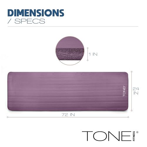 Tone Fitness 1-Inch Thick Yoga Mat | High-Density, Non-slip Exercise Mat with Carrying Strap for Yoga, Pilates, & Home Gym Workouts | Multiple Options - color: Purple, style: Diamond