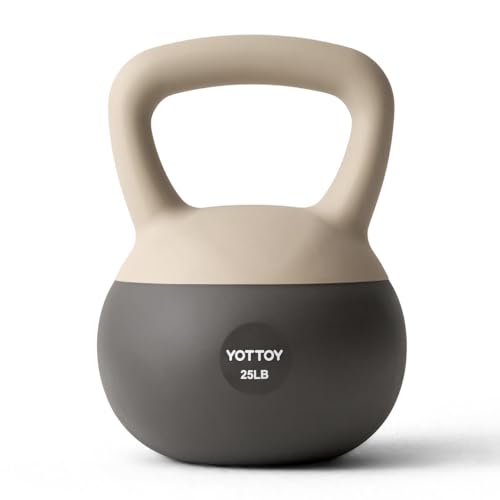 YOTTOY Soft Kettlebell, Set for Strength Training Kettlebells & Home Workouts, Soft-Sided Cushioned Base, Wide-Handle - Ideal for Men, Women, & Beginners - color: 25LB-White