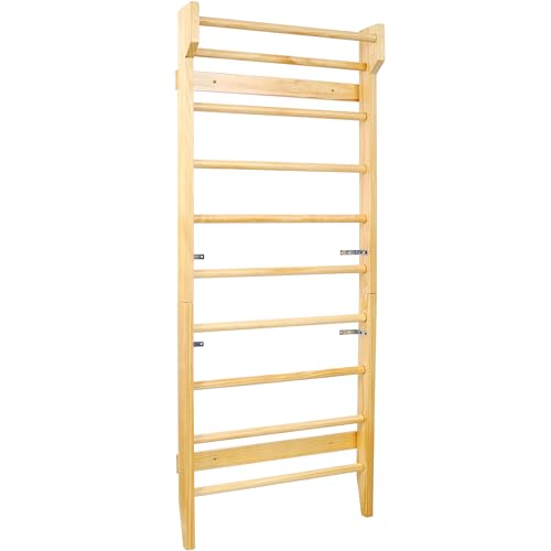 LifeSky Wall Mounted Stall Bars: Professional Home Gym Ladder for Stretching & Strength Training - Multi-Use Wooden Swedish Ladder for Adults & Physical Therapy - Wall Mounted Pull Up Bar for Function