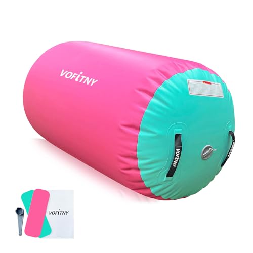 VOFiTNY Gymnastics Tumbling Equipment Air Barrel Inflatable Octagon Tumbler Roller Back-bend Trainer Cheerleading Without Pump - color: Pink/Mint nopump, size: 3.3'L x 2.3'D