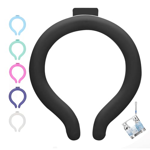 Neck Cooling Tube with Cold Insulated Bag,Reusable 18℃/64℉ Ice Neck Ring Wearable Body Cooling Products for Summer (Black) - color: Black