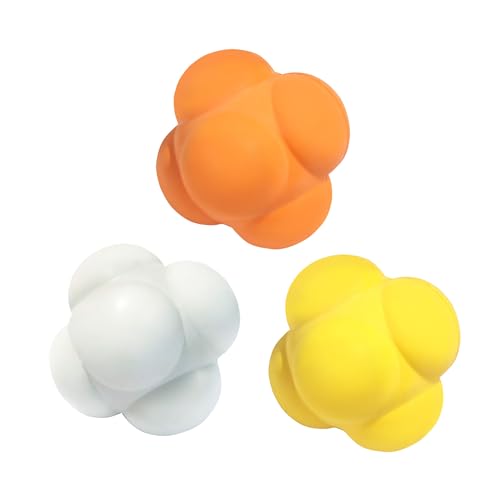 GSE Games & Sports Expert Sports Reaction Balls, Reactivity Ball for Field Training, Agility Trainer for Baseball, Rubber Bounce Balls for Hand-Eye Coordination & Speed Reflex Training - color: Orange,White,Yellow, style: 3-Pack