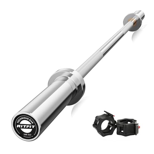 RITFIT Olympic Barbell 4ft/6ft - 2 Inch Weight Bar for Strength Training, Weightlifting, Squat, Deadlift, Bench Press, Curl, Overhead Press - 350lbs/500lbs Capacity - color: Silver, size: 4FT with Collar
