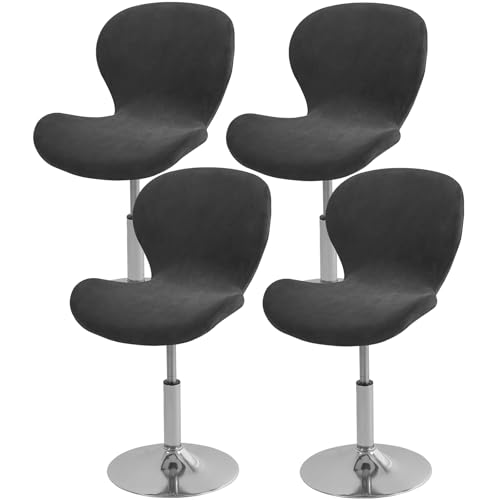 Gollense Bar Stool Covers with Backs, Set of 4 Stretch Jacquard Barstool Seat Covers, Washable Swivel Pub Counter Height Chair Slipcover Protector for Home Kitchen Cafe (Velvet-Black) - color: Velvet-black
