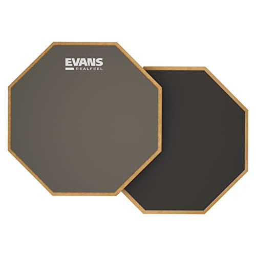 Evans RealFeel - Drum Practice Pad - Drum Pad - Drummer Practice Pad - Gum Rubber & Neoprene, 2 Sided, 6 Inch,Grey - style: 6" - 2 Sided