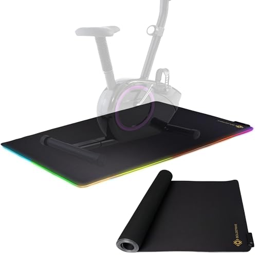 LED Exercise Equipment Mat 24x48in / 30x60in - Stylish Non-Slip Floor Protection for Spin Bikes, Walking Pads, and Ellipticals - Exercise Bike Mat, Peloton Bike Mat, Peloton accessories - size: 30 x 60