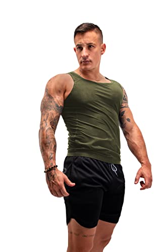FUXERT Men's Sauna Vest Workout Sweat Tank Top Waist Trainer for Men Compression Sweat Enhancing Vest - color: Green, size: Large-X-Large