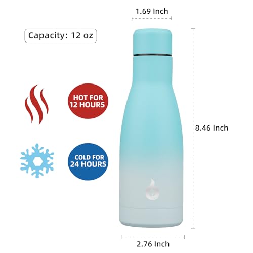 BJPKPK Insulated Water Bottle 12oz Small Stainless Steel Water Bottles Reusable Metal Thermo Keep Cold and Hot,Sea Salt - color: Sea Salt, size: 12 Ounces