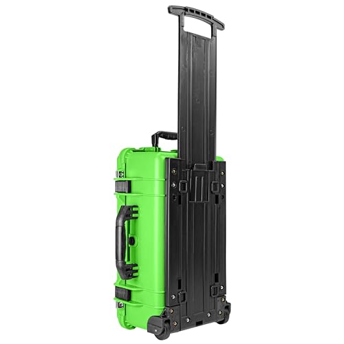 Eylar 22" Carry-On Roller Hard Case With Ragar Reconfigurable & Reusable XP Crosslink Foam, Waterproof, Shockproof For Equipment, Drones And Cameras, TSA Standard (2 Ragar Layers) (Neon Green) - color: Neon Green
