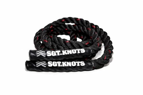 Weighted Battle Jump Rope, 10 FT Twisted Training Rope w/Thick Easy-Grip Handles, Full-Body Cardio + Strength Conditioning Rope (Choose 3 lb / 6 lb / 10 lb) - size: 2" x 10ft