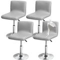 Gollense Stretch Bar Stool Covers with Backs, 4 Pack Waterproof PU Leather Pub Counter Dining Chair Covers, Square Swivel Barstool Seat Slipcover with Elastic Bottom for Low Short Back (Light Grey) - color: Light Grey