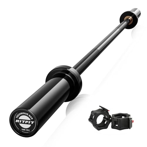 RITFIT Olympic Barbell 4ft/6ft - 2 Inch Weight Bar for Strength Training, Weightlifting, Squat, Deadlift, Bench Press, Curl, Overhead Press - 350lbs/500lbs Capacity - color: Black, size: 4FT with Collar