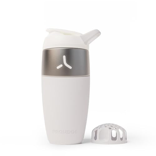 Promixx Pursuit Stainless Steel Shaker Bottle - 26oz Lightweight Metal Protein Mixer with Snap-Fit Agitator for Smooth Shakes - Leak-Proof Gym Shaker Cup for Fitness & Travel - White - color: White, style: 26oz