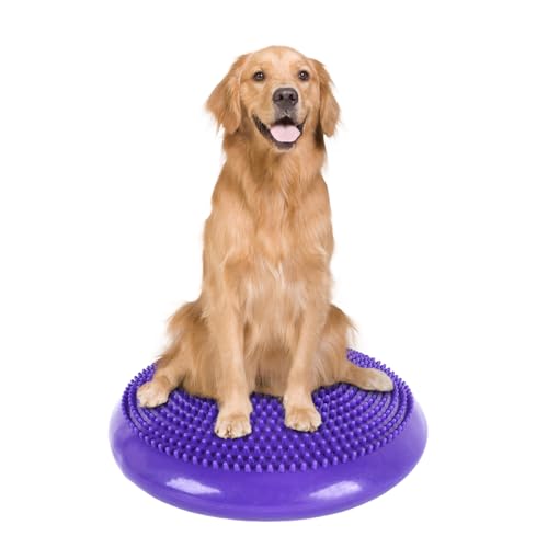 Dog Balance Disc 14", Dog Balance Equipment with Cushion and Pump, Pet Training Platform for Pet Rehabilitation Training, Strength Train Stability, Suitable for Small and Medium-Sized Pets - color: Purple