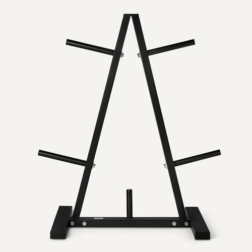 Amazon Basics Weight Plate Tree Rack, Durable Steel, Space-Saving Vertical Design for Home Gym - size: 1" Weight Plate Tree, 300 lbs