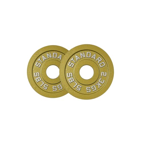 Gold Finish Olympic Steel Plates - Pairs and Sets 2 Inch Barbell Standard in Premium Gold for Weight Lifting - color: 45lb Pair