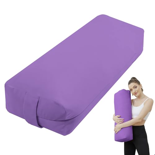 Rectangular Yoga Bolster Pillow, Meditation Pillow for Yin & Restorative Yoga, Filled with Wasted Sponge - color: Purple