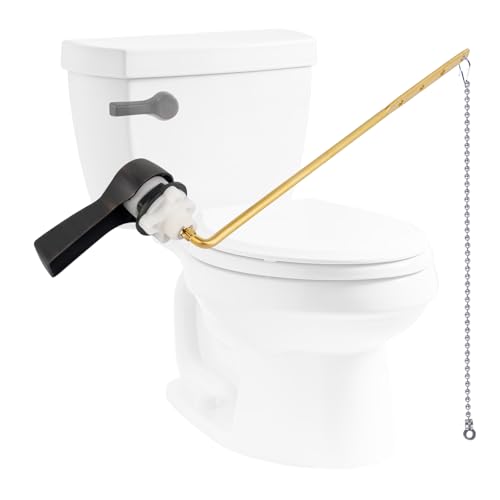 Hibbent Universal Front Mount Metal Toilet Handle Replacement Kit, Brass Toilet Tank Flush Lever with Stainless Steel Adjustable Flapper Chains for Most Toilets, Oil-Rubbed Bronze - color: Oil Rubbed Bronze, style: Front Mount