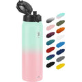 Fanhaw 40 oz Insulated Stainless Steel Water Bottle with Chug Lid, Leakproof & Sweat-Free Extra-Large Metal Bottle for Outdoor, Hiking & Gym (Green Pink) - color: Green Pink, style: 40 Ounces