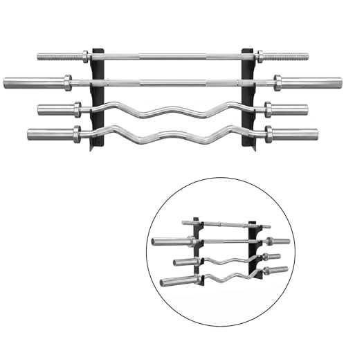 Tebery Wall Mount Barbell Rack, Heavy Duty Vertical Barbell Storage Holder for Curl Bars, Space Saving Home Gym Weight Hanger Organizer for Garage Gym Equipment