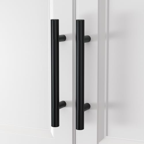 homdiy Black Cabinet Handles 10Pack 6-1/4inch Hole Center Kitchen Drawer Pulls and Knobs Stainless Steel Cabinet Hardware for Bathroom, Cupboard - color: Black, size: 6-1/4in hole centers