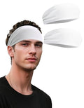 Headbands for Men & Women, Sweat Headband Non-Slip Sweatband Sports Running Cycling Yoga Basketball Workout Football Training - color: White Pack