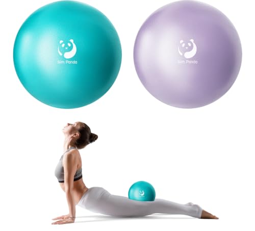 Slim Panda Pilates Ball, 9 Inch Small Exercise Ball, Anti Burst Mini Yoga Ball for Stability, Workout, Barre, Core Strength, Physical Therapy, Balance, Stretching - color: Lake Blue & Lavender