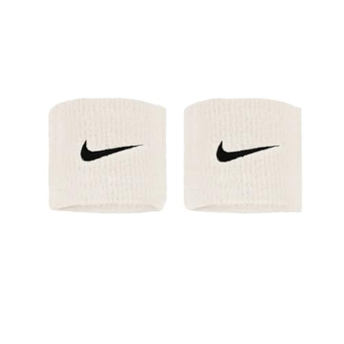 NIKE Premier Swoosh Singlewide Wristbands -Soft, Moisture-Wicking (1 Pair, 2.5" Wide) - color: Coconut Milk/Black