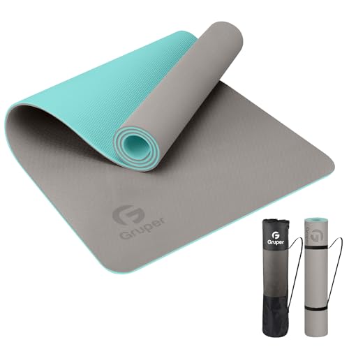 Gruper Yoga Mat Non Slip, Eco Friendly Fitness Exercise Mat with Carrying Strap,Pro Yoga Mats for Women,Workout Mats for Home, Pilates and Floor Exercises - color: Carbon Gray, size: 0.31*24*72 Inches